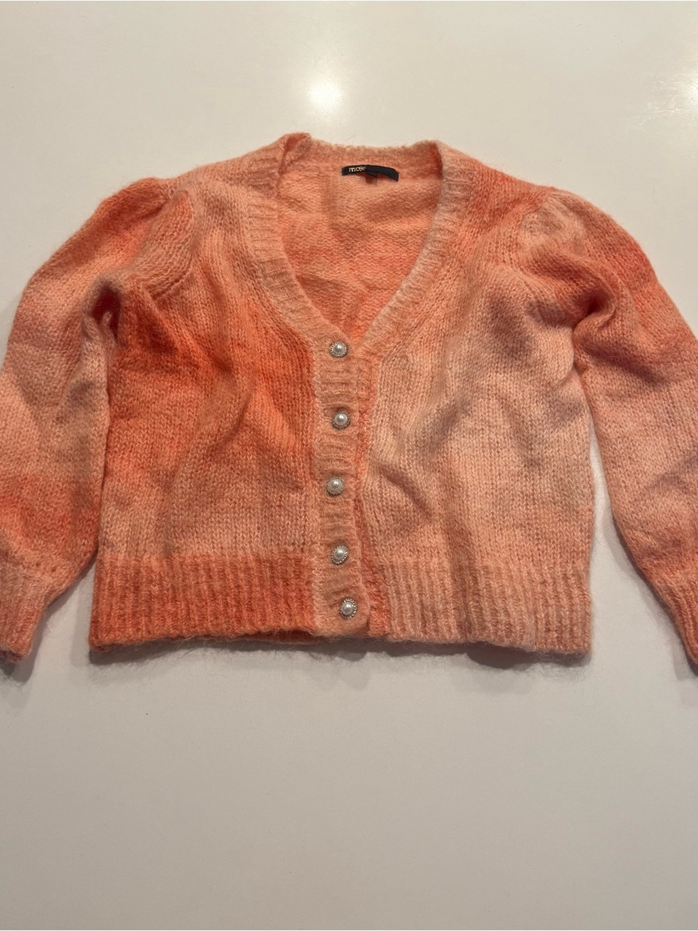 Maje Ombre V-Neck Button Cardigan Sweater
